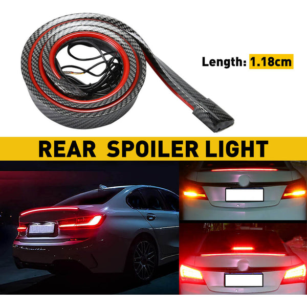 1.18 Meters Carbon Fiber LED Car Tail Brake Light Bar Strip Rear Spoiler Lip Trim