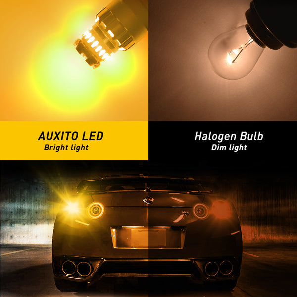 1156 LED Turn Signal Light Bulbs 3157 LED Bulbs Amber Yellow 400% Brighter