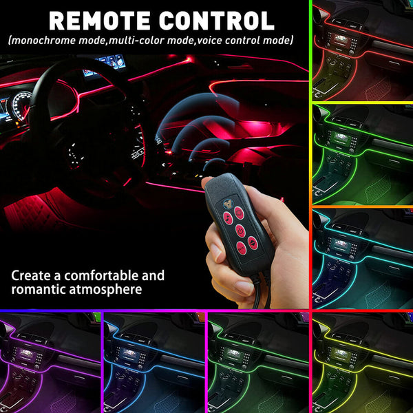 13.1FT Auto Car Interior Atmosphere Wire Strip Light LED Decor Lamp Accessories Controlled by Remote Controller