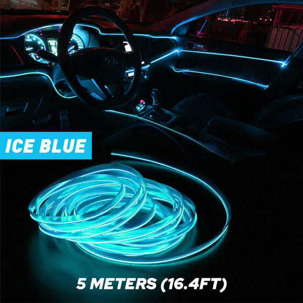 16.4FT Ice Blue Auto Car Interior Atmosphere Wire Strip Light LED Decor Lamp Accessories