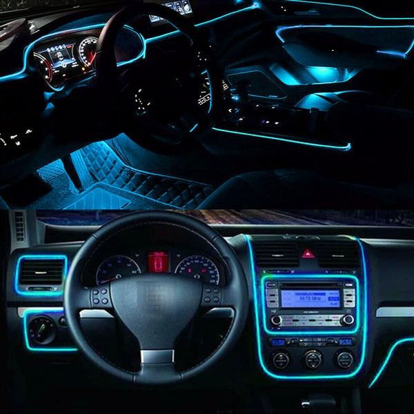 16.4FT Ice Blue Auto Car Interior Atmosphere Wire Strip Light LED Decor Lamp Accessories