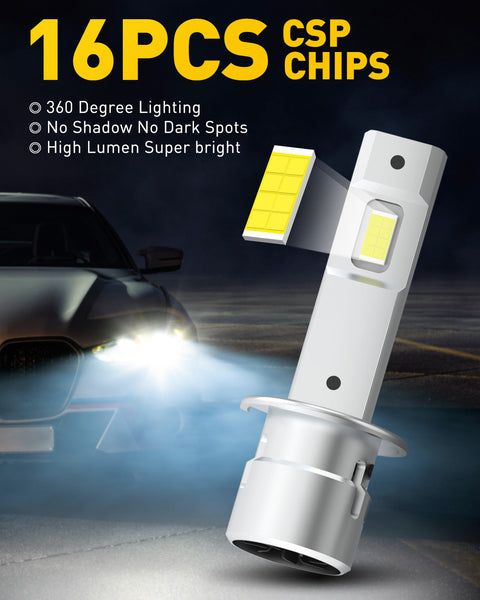 2024 Upgraded H1 LED Headlight Bulb 20000LM Super Bright H1LL LED Bulbs with Fan