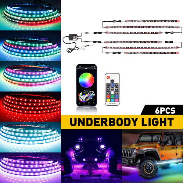 2024 Upgraded RGB Dreamcolor LED Car Underglow Lights Music Bluetooth APP Remote Control Strip