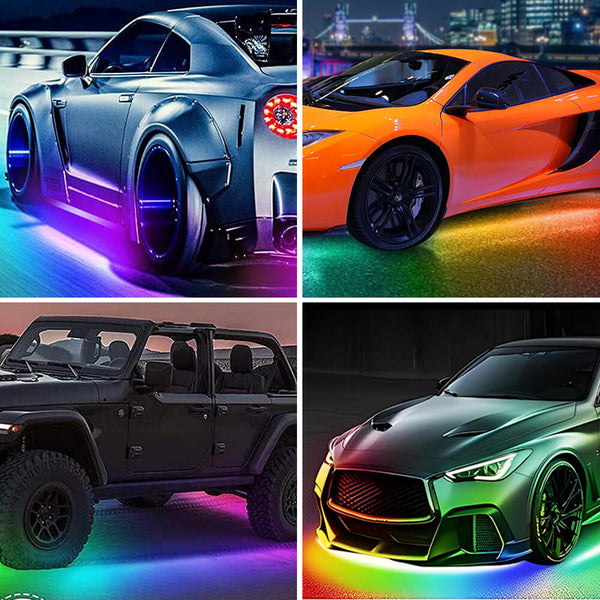 2024 Upgraded RGB Dreamcolor LED Car Underglow Lights Music Bluetooth APP Remote Control Strip