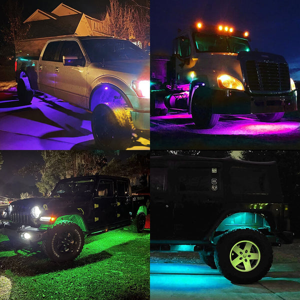 2024 Upgraded RGB Dreamcolor LED Car Underglow Lights Music Bluetooth APP Remote Control Strip