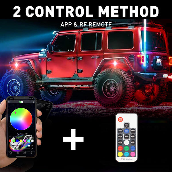 2024 Upgraded RGB Dreamcolor LED Car Underglow Lights Music Bluetooth APP Remote Control Strip