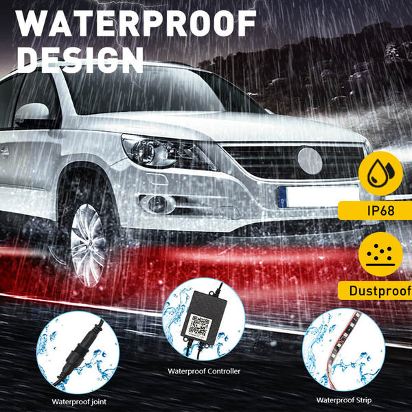 2024 Upgraded RGB Dreamcolor LED Car Underglow Lights Music Bluetooth APP Remote Control Strip