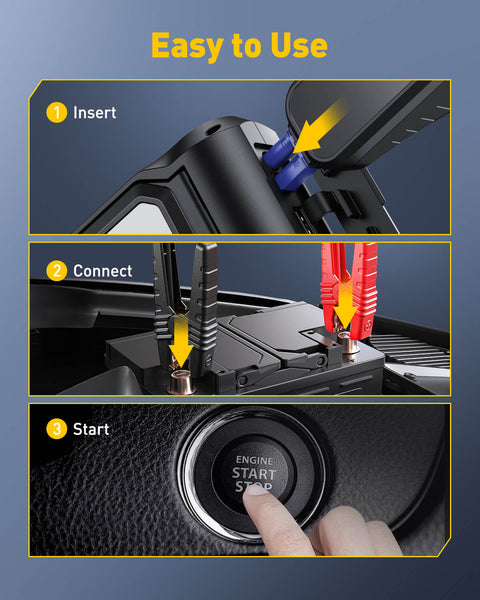 2024 World's First AUXITO Dual-Panel LED Jump Starter with Patented Design, 2500LM Light for All Gas & Up to 12L Diesel Engines