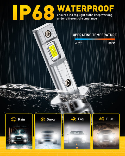 2025 New Upgraded H1 LED Headlight Bulbs, 13000LM/Set, AUXITO M6S Series