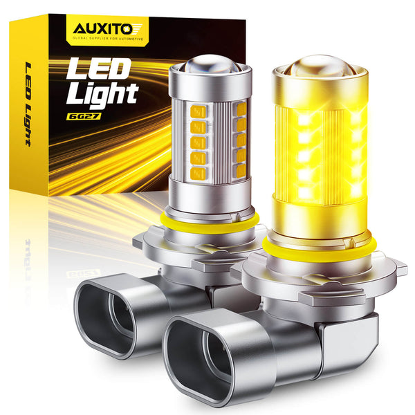 2025 Upgraded 9145/9140/H10 LED Fog Light Bulbs – 3000K Yellow, 27 CSP LEDs, 1:1 Mini Size for Direct Fit