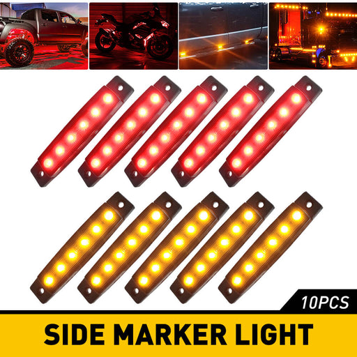 3.9 Inches Slim LED Side Marker Lights 6 LEDs Smoked Len for Truck Trailer RV 10pcs