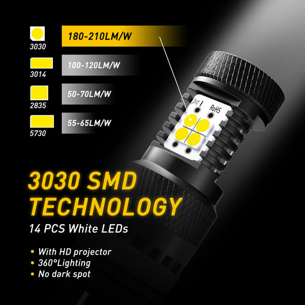 3157 3156 LED Bulbs with Projector for Car Tail Lights Reverse Back up Lights, White