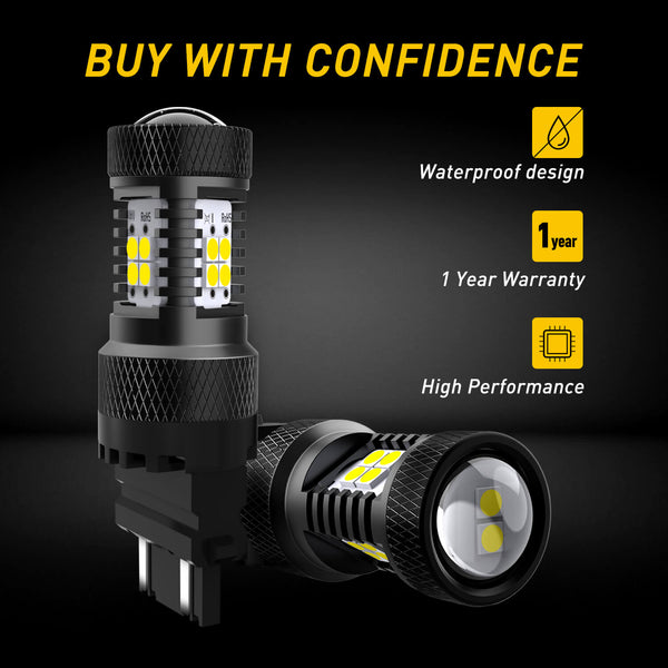 3157 3156 LED Bulbs with Projector for Car Tail Lights Reverse Back up Lights, White