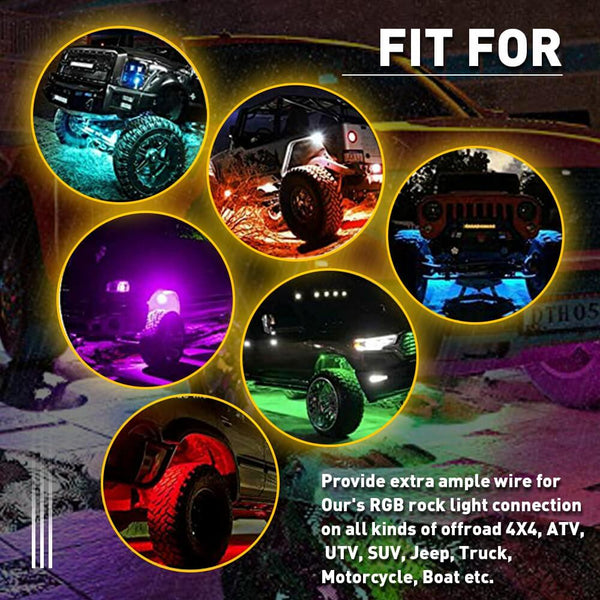 4 Pin Extension Wire Cable Connector For RGB LED Strip Rock Lights-3M