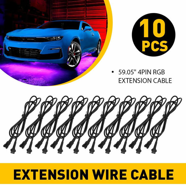 4 Pin Extension Wire Cable Connector For RGB LED Strip Rock Lights Glow-1.5M