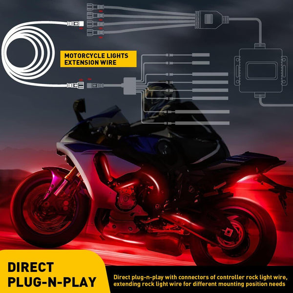 4 Pin Extension Wire Cable Connector For RGB LED Strip Rock Lights Glow-1.5M