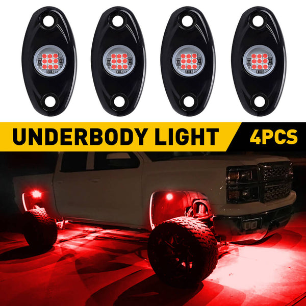 4pcs LED Rock Lights For Jeep Off-Road Truck UTV ATV Underbody Wheel Light-9 LEDs per Light