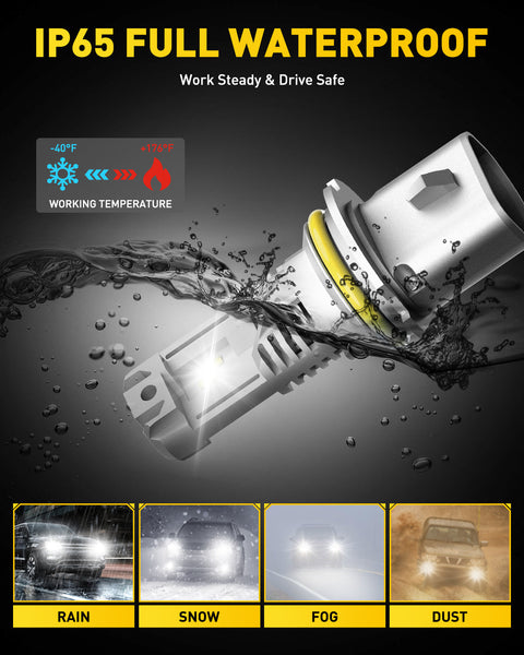 9004 LED Headlight Bulb 12000LM 6500K White Wireless Design