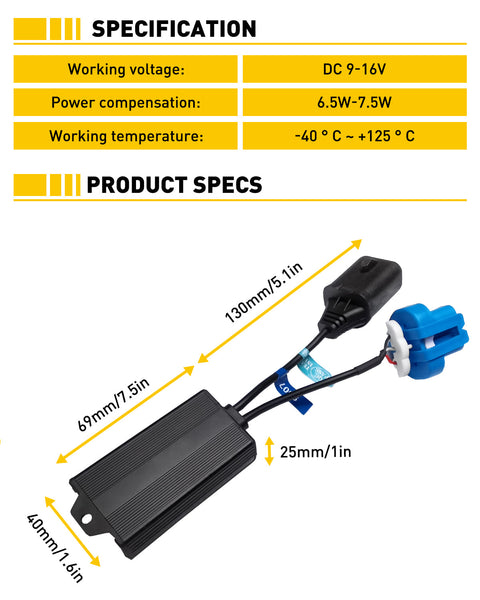 9007 HB5 Canbus Decoder Anti-Flicker Harness LED Bulbs Decoder Error Free