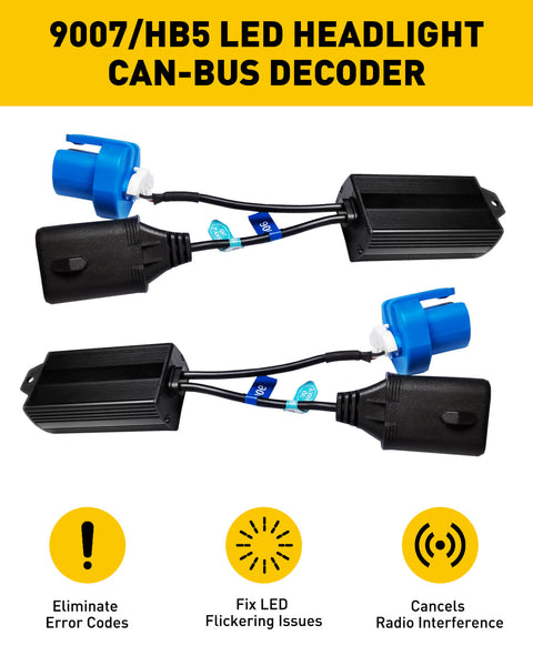 9007 HB5 Canbus Decoder Anti-Flicker Harness LED Bulbs Decoder Error Free