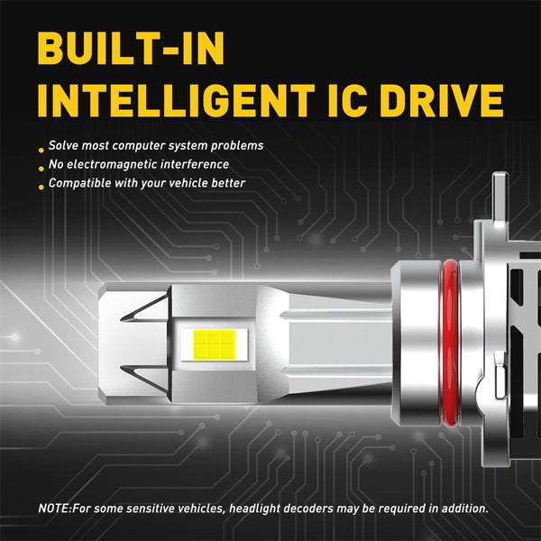 9012 LED Headlight Bulb 12000LM 6500K White Wireless Design