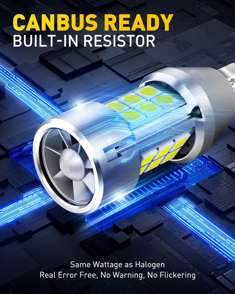 921 912 T15 Brightest LED Reverse Back Up Light Bulb with Fan | CANBUS Error Free 6000K White