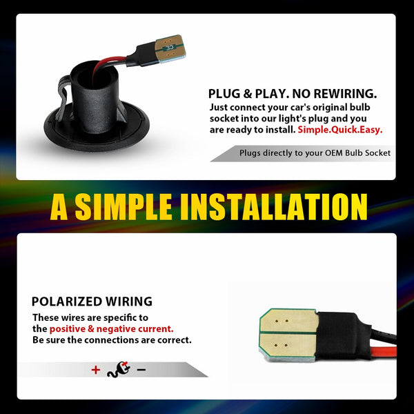 Amber Sequential LED Side Marker Light for Maserati GranTurismo 2007-2019, Front