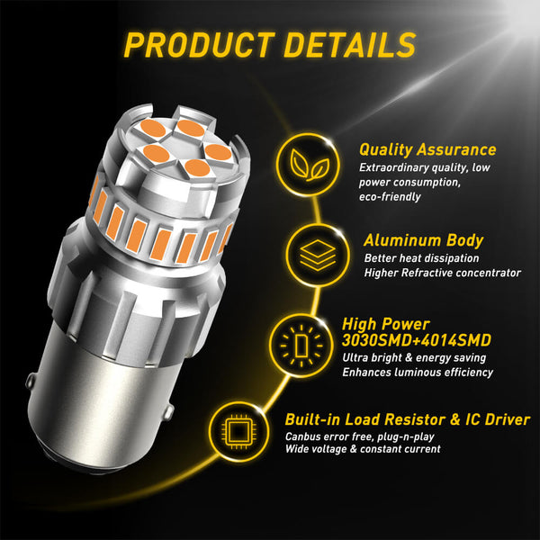 AUXITO 1157 BAY15D LED Bulb for Turn Signal Light, Amber Yellow