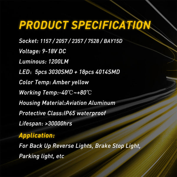 AUXITO 1157 BAY15D LED Bulb for Turn Signal Light, Amber Yellow