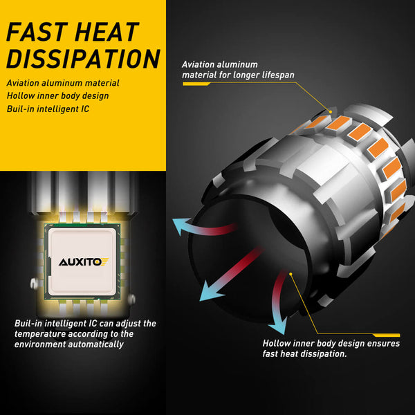 AUXITO 1157 BAY15D LED Bulb for Turn Signal Light, Amber Yellow