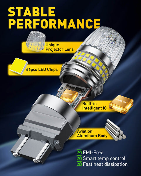 AUXITO 3156 3157 LED Bulb White Reverse Lights, 600% Brighter with Projector, Pack of 2