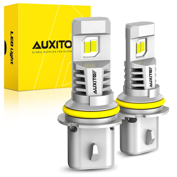 AUXITO 9007 Led Headlight Bulbs, 30000LM 800% Brighter 6500K Cool White, 9007 Headlamp Bulb, Wireless 1:1 Mini Size for HB5 LED Bulb, Pack of 2