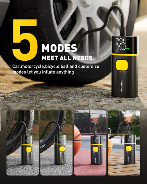 AUXITO A502 Dual Cylinder Cordless Tire Inflator 150 PSI, 12VDC /Battery Powered Air Compressor, 30W Fast Charging