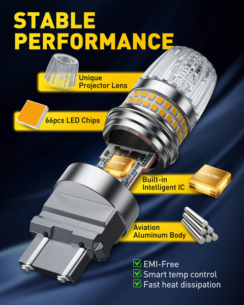 AUXITO Latest 3157 LED Bulb Amber Turn Signal Bulb, 600% Brighter with Projector, Pack of 2