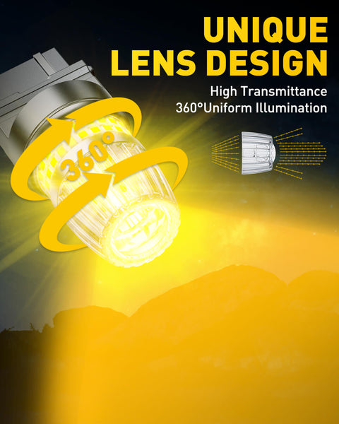 AUXITO Latest 3157 LED Bulb Amber Turn Signal Bulb, 600% Brighter with Projector, Pack of 2