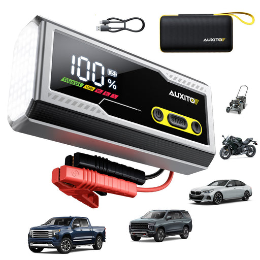 AUXITO T3 6000A Jump Starter, 12V Car Battery Jump Starter, Up to All Gas & 12L Diesel Engine with LED Display, Portable Jump Box with 3 Modes Flashlight and Jumper Cable, Storage Case