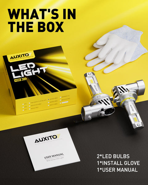 AUXITO Upgraded 9005 HB3 LED Headlight Bulbs 18000LM 6500K Cool White Wireless Design