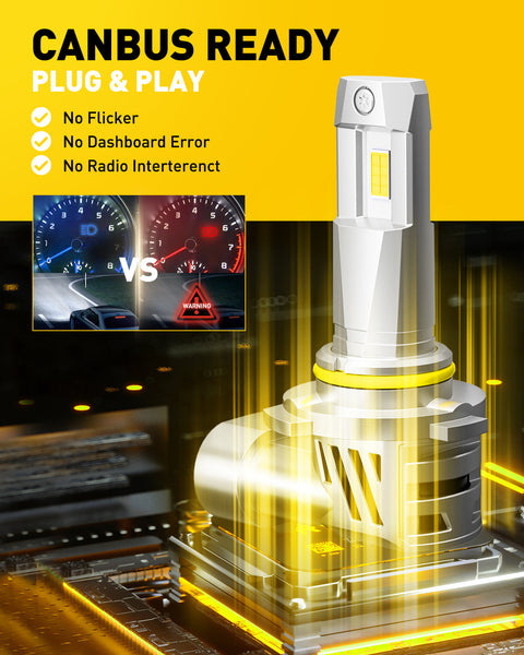 AUXITO Upgraded 9005 HB3 LED Headlight Bulbs 18000LM 6500K Cool White Wireless Design