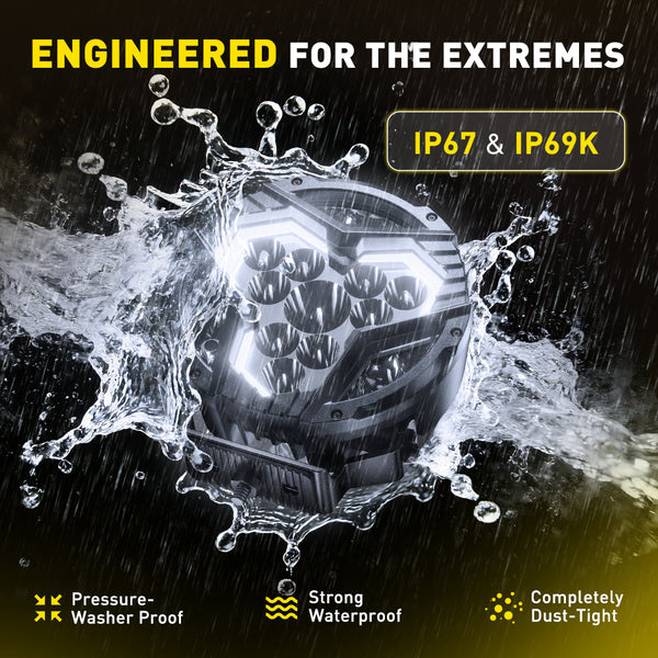 AUXITO X-Plore 1 Series | 7-inch LED Auxiliary Spot/Driving Combo Light with Switchback DRL, 6000K White