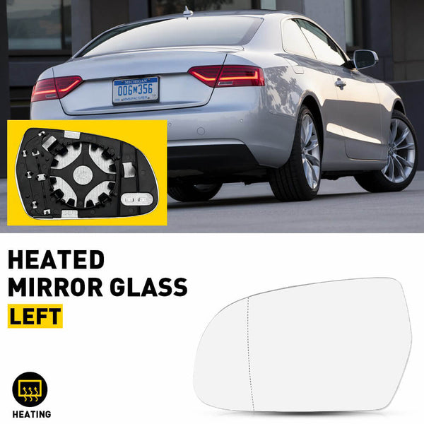 Car Rearview Side Heated Mirror Glass for Audi A3 A4 A5 S4 S5, Left and Right Side