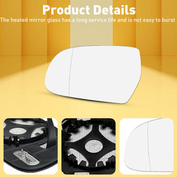 Car Rearview Side Heated Mirror Glass for Audi A3 A4 A5 S4 S5, Left and Right Side