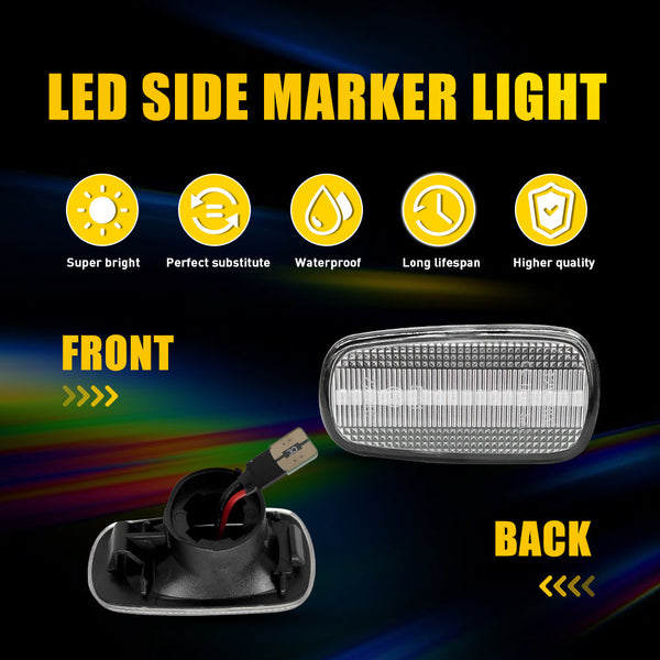 Clear Dynamic LED Side Marker Light for Lexus SC430/IS300 2001-2005, Front Bumper