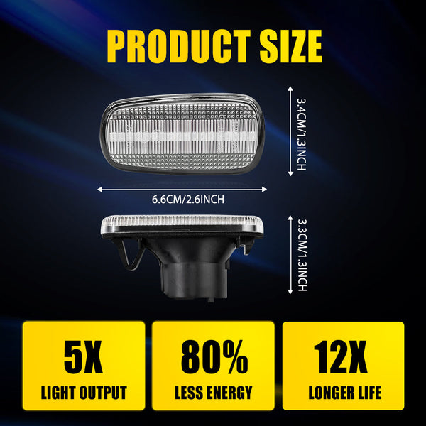 Clear Dynamic LED Side Marker Light for Lexus SC430/IS300 2001-2005, Front Bumper