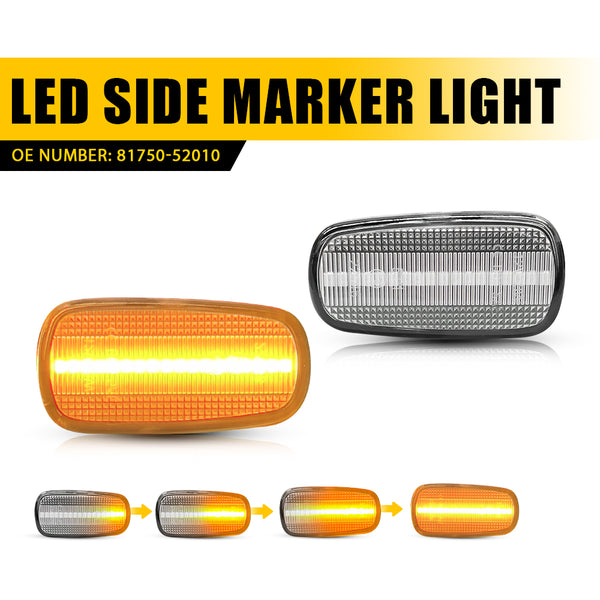 Clear Dynamic LED Side Marker Light for Lexus SC430/IS300 2001-2005, Front Bumper