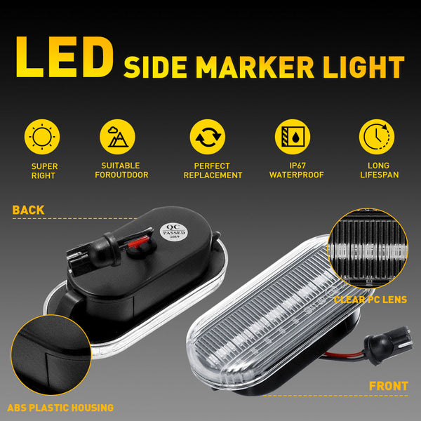 Clear Dynamic LED Side Marker Light for VW Golf MK4/Jetta/Passat, Front Fender