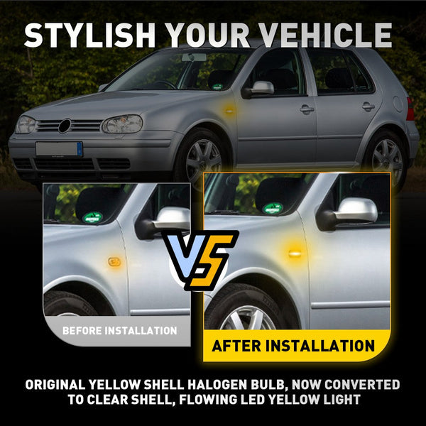 Clear Dynamic LED Side Marker Light for VW Golf MK4/Jetta/Passat, Front Fender