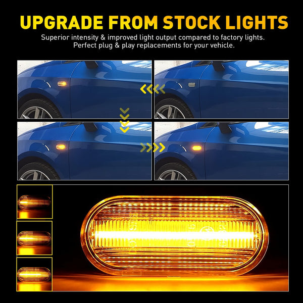 Clear Dynamic LED Side Marker Light for VW Golf MK4/Jetta/Passat, Front Fender