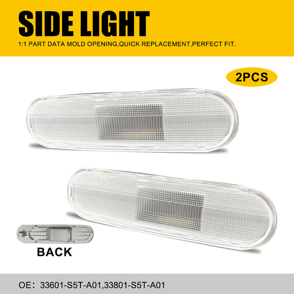 Clear LED Side Marker Light Housing for Honda Civic 2002-2005, Front/Rear
