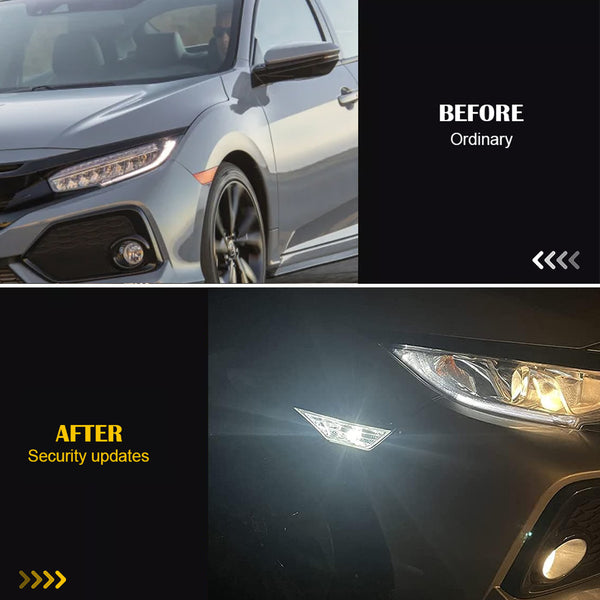 Clear LED Side Marker Light with Bulbs for Honda Civic 2016-2021, Front Bumper
