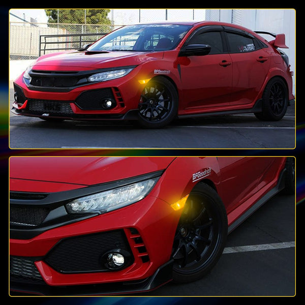 Clear LED Side Marker Light with Bulbs for Honda Civic 2016-2021, Front Fender
